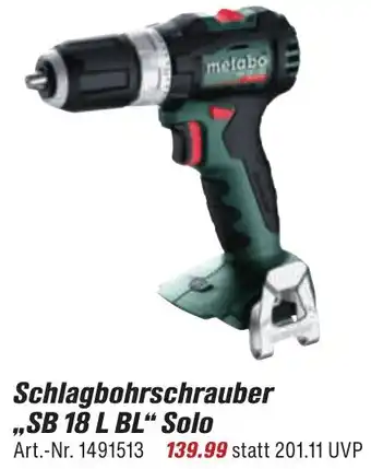 toom Baumarkt Metabo Schlagbohrschrauber ,,SB 18 L BL" Solo Angebot