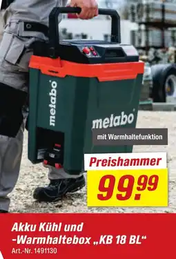 toom Baumarkt Metabo Akku Kühl und -Warmhaltebox ,,KB 18 BL" Angebot
