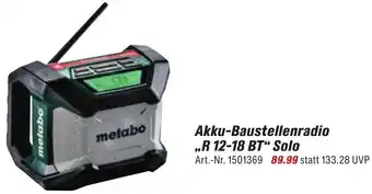 toom Baumarkt Metabo Akku-Baustellenradio ,,R 12-18 BT" Solo Angebot