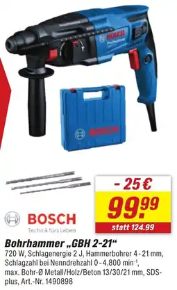 toom Baumarkt BOSCH Bohrhammer ,,GBH 2-21" Angebot