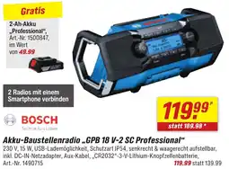 toom Baumarkt BOSCH Akku-Baustellenradio ,,GPB 18 V-2 SC Professional" Angebot