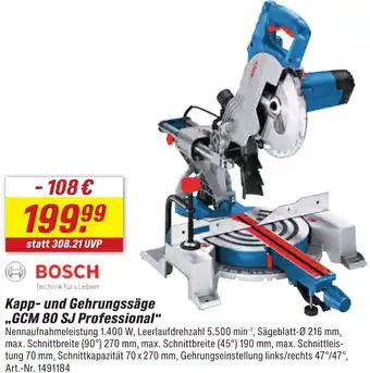 toom Baumarkt BOSCH Kapp- und Gehrungssäge ,,GCM 80 SJ Professional" Angebot
