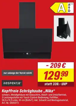 toom Baumarkt Respekta Kopffreie Schräghaube „Nika“ Angebot