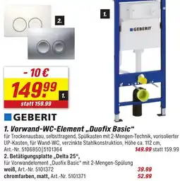 toom Baumarkt GEBERIT Vorwand-WC-Element ,,Duofix Basic" Angebot