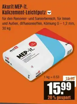 V Baumarkt Akurit MEP-it. Kalkzement-Leichtputz Angebot