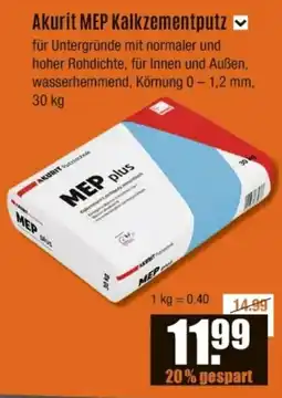 V Baumarkt Akurit MEP Kalkzementputz Angebot