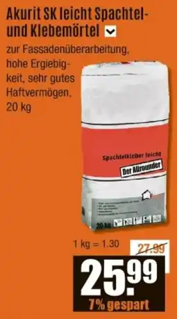 V Baumarkt Akurit SK leicht Spachtel- und Klebemörtel Angebot