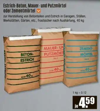 V Baumarkt Estrich-Beton, Mauer- und Putzmörtel oder Zementmörtel Angebot