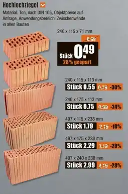 V Baumarkt Hochlochziegel Angebot
