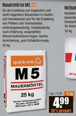 V Baumarkt quick-mix Mauermörtel M5 Angebot