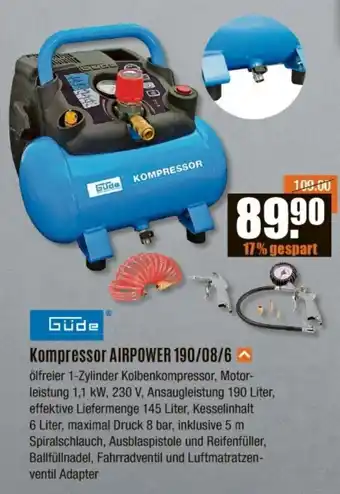 V Baumarkt Güde Kompressor AIRPOWER 190/08/6 Angebot