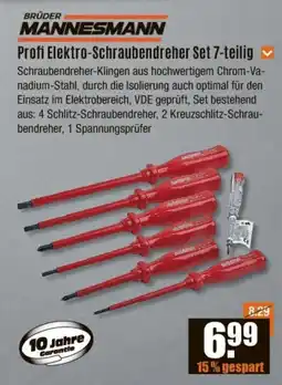 V Baumarkt BRÜDER MANNESMANN Profi Elektro-Schraubendreher Set 7-teilig Angebot