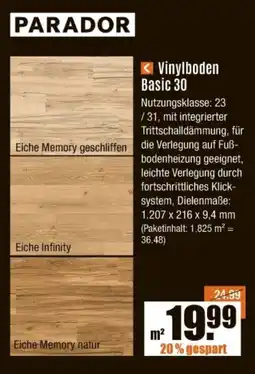 V Baumarkt PARADOR Vinylboden Basic 30 Angebot