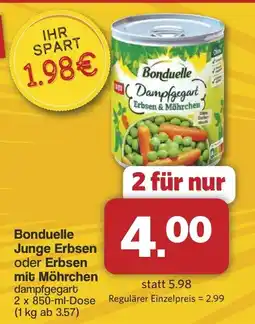 Famila Nord West Bonduelle Junge Erbsen oder Erbsen mit Möhrchen Angebot