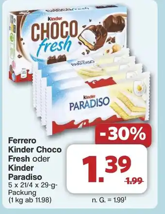 Famila Nord West Ferrero Kinder Choco Fresh oder Kinder Paradiso Angebot