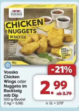 Famila Nord West Vossko Chicken Wings oder Nuggets im Backteig mit Dip Angebot