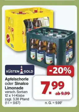 Famila Nord West KÜSTEN GOLD Apfelschorle oder Sinalco Limonade Angebot