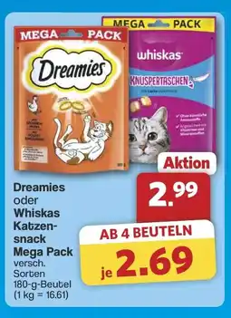 Famila Nord West Dreamies oder Whiskas Katzen- snack Mega Pack Angebot