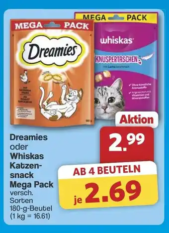 Famila Nord West Dreamies oder Whiskas Katzen- snack Mega Pack Angebot