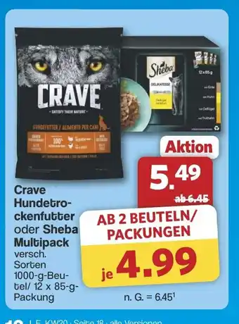 Famila Nord West Crave Hundetro- ckenfutter oder Sheba Multipack Angebot