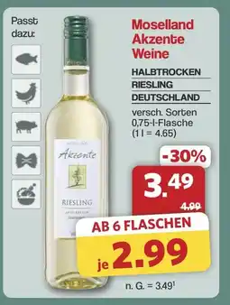 Famila Nord West Moselland Akzente Weine HALBTROCKEN RIESLING DEUTSCHLAND Angebot