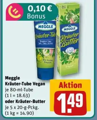 REWE Meggle Kräuter-Tube Vegan oder Kräuter-Butter Angebot