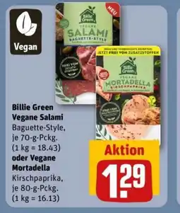 REWE Billie Green Vegane Salami Baguette-Style,MORTADELLA oder Vegane Mortadella Angebot