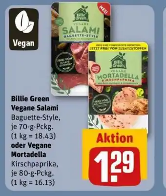 REWE Billie Green Vegane Salami Baguette-Style,MORTADELLA oder Vegane Mortadella Angebot