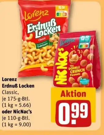REWE Lorenz Erdnuß Locken oder NicNac's Angebot