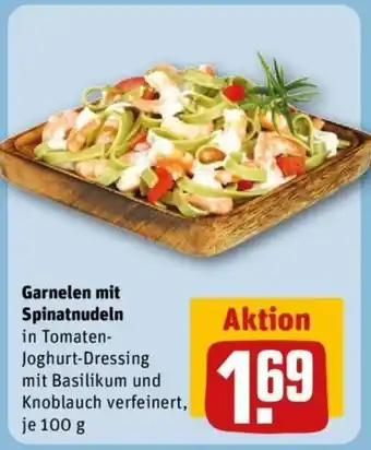 REWE Garnelen mit Spinatnudeln Angebot