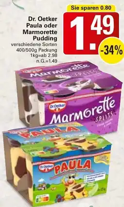 WEZ Dr. Oetker Paula oder Marmorette Pudding Angebot