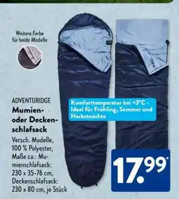 Aldi Süd ADVENTURIDGE Mumien- oder Deckenschlafsack Angebot