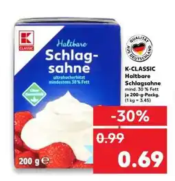 Kaufland K-CLASSIC Haltbare Schlagsahne Angebot