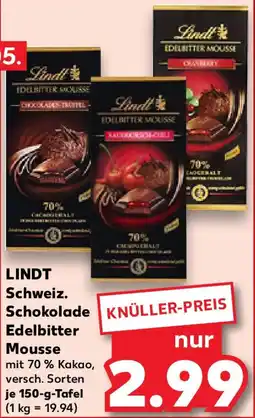 Kaufland LINDT Schweiz. Schokolade Edelbitter Mousse Angebot