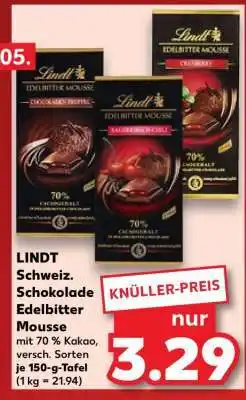 Kaufland LINDT Schweiz. Schokolade Edelbitter Mousse Angebot