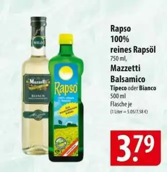 Famila Nord Ost Rapso 100% reines Rapsöl, Mazzetti Balsamico Angebot