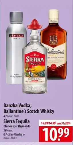 Famila Nord Ost Danzka Vodka, Ballantine’s Scotch Whisky, Sierra Tequila Angebot