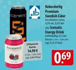Famila Nord Ost Rekorderlig Premium Swedish Cider oder Scenatic Energy Drink Angebot