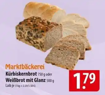 Famila Nord Ost Marktbäckerei Kürbiskernbrot oder Weißbrot mit Glanz Angebot