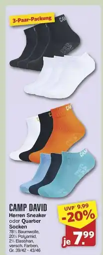 Famila Nord Ost CAMP DAVID Herren Sneaker oder Quarter Socken Angebot