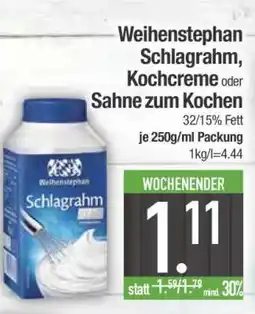 Edeka Weihenstephan Schlagsahne, Kochcreme oder Sahne zum Kochen Angebot