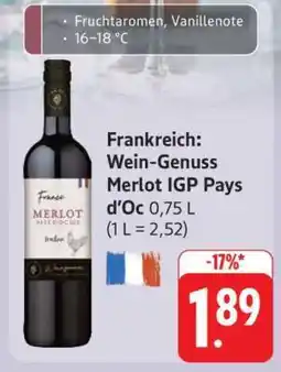 Edeka Wein-Genuss Merlot IGP Pays d’Oc Angebot
