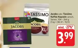 Edeka Jacobs oder Tassimo Kaffee Kapseln Angebot