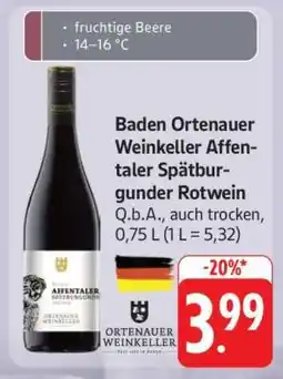 Edeka Baden Ortenauer Weinkeller Affentaler Spätburgunder Rotwein Angebot