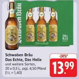 Edeka Schwaben Bräu Das Echte, Das Helle Angebot