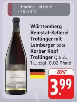 Edeka Württemberg Remstal-Kellerei Trollinger mit Lemberger oder Korber Kopf Trollinger Angebot
