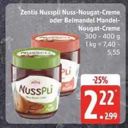 Edeka Zentis Nusspli Nuss-Nougat-Creme oder Belmandel Mandel-Nougat-Creme Angebot