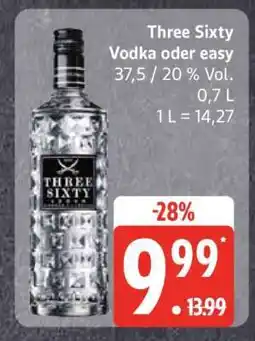 Edeka Three Sixty Vodka oder easy Angebot