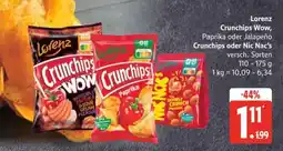 Edeka Lorenz Crunchips Wow, Paprika oder Jalapeño Crunchips oder Nic Nac's Angebot