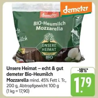 Edeka Unsere Heimat – echt & gut demeter Bio-Heumilch Mozzarella Angebot